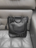 Black Leather Laptop Bags Tall Leather Tote Bag With Shoulder Strap Womens 