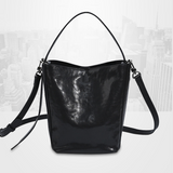 Women's Crossbody Bucket Bag Black Leather Small Leather Bucket Bag Crossbody - Annie Jewel