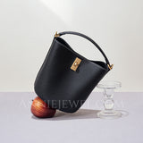Women's Crossbody Bucket Bag Black Leather Small Leather Bucket Bag Crossbody 