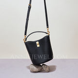 Women's Crossbody Bucket Bag Black Leather Small Leather Bucket Bag Crossbody 
