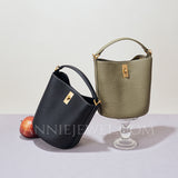 Women's Crossbody Bucket Bag Black Leather Small Leather Bucket Bag Crossbody 