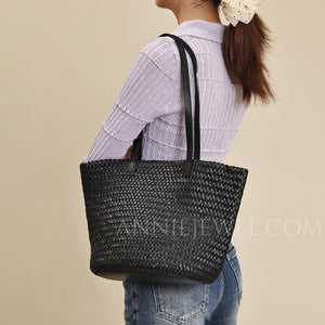 Woven Leather Tote Bag Madewell Woven Leather Tote Black Leather Woven Tote Bag Womens - Annie Jewel
