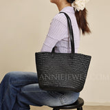 Woven Leather Tote Bag Madewell Woven Leather Tote Black Leather Woven Tote Bag Womens - Annie Jewel