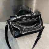 Genuine Leather Satchel Bag Black Satchel Bag Women's Satchel Purse 