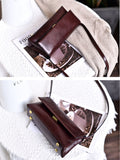 dark brown Leather Satchel Crossbody Bag Ladies Satchel Small Leather Satchel