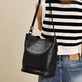 black leather bucket bag Black Leather Bag Hobo Black Leather Hobo Shoulder Bag Womens