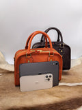 Women's Genuine Leather Bowling Bag Bowler Handbag 