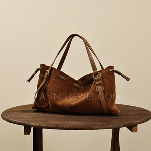 Brown Genuine Leather And Suede Tote Suede and leather tote Bag Womens - Annie Jewel