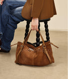Brown Genuine Leather And Suede Tote Suede and leather tote Bag Womens - Annie Jewel