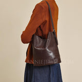 Small Leather Bucket Bag Brown Leather Bucket Bag Brown Bucket Bag Leather Womens - Annie Jewel