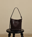 Brown Leather Bucket Bag Genuine Leather Bucket Shoulder Bag Womens