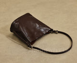Brown Leather Bucket Bag Genuine Leather Bucket Shoulder Bag Womens