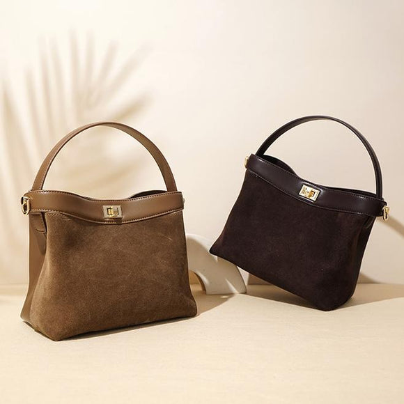 Small Brown Suede Bucket Bag Bucket Crossbody Bags Womens 