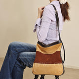 Brown Suede Leather Bag Leather Suede Hobo Bag Leather And Suede Shoulder Bag Women 