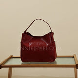 Burgundy Leather Shoulder Bag Cowhide Handbag Best Quality Leather Handbags Womens - Annie Jewel