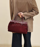 Genuine Leather Suede Tote Burgundy Leather Tote Bag Suede Leather Bag Womens - Annie Jewel