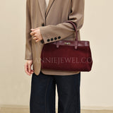 Genuine Leather Suede Tote Burgundy Leather Tote Bag Suede Leather Bag Womens - Annie Jewel
