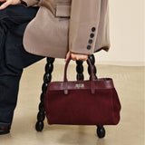 Genuine Leather Suede Tote Burgundy Leather Tote Bag Suede Leather Bag Womens - Annie Jewel