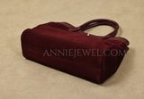 Genuine Leather Suede Tote Burgundy Leather Tote Bag Suede Leather Bag Womens - Annie Jewel