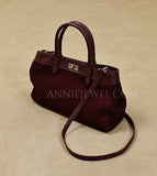 Genuine Leather Suede Tote Burgundy Leather Tote Bag Suede Leather Bag Womens - Annie Jewel
