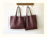 Burgundy Leather Tote Bag Leather Laptop Tote Bag Women's Real Leather Tote 