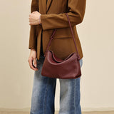 Burgundy Small Leather Hobo Bags Leather Over The Shoulder Purse Womens