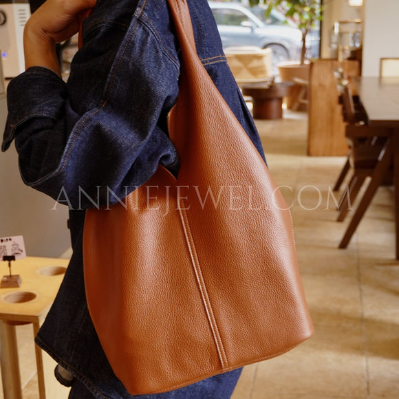 Casual Leather Shoulder Tote Genuine Leather Shopper Bag Simple
