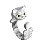 Handmade Silver Tooling Cat Kitty Pet Ring Cute Gift For Women