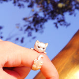 Handmade Silver Tooling Cat Kitty Pet Ring Cute Gift For Women