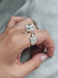 Handmade Silver Tooling Cat Kitty Pet Ring Cute Gift For Women