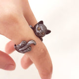 Handmade Silver Tooling Cat Kitty Pet Ring Cute Gift For Women