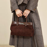 Chocolate Brown Leather Bag Suede Leather Bag Women's Best Quality Leather Handbags 