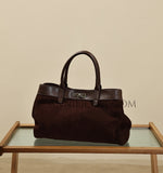 Chocolate Brown Leather Bag Suede Leather Bag Women's Best Quality Leather Handbags 