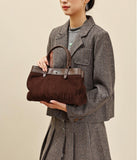 Chocolate Brown Leather Bag Suede Leather Bag Women's Best Quality Leather Handbags 