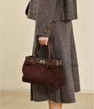 Chocolate Brown Leather Bag Suede Leather Bag Women's Best Quality Leather Handbags 