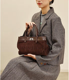 Chocolate Brown Leather Bag Suede Leather Bag Women's Best Quality Leather Handbags 