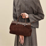 Chocolate Brown Leather Bag Suede Leather Bag Women's Best Quality Leather Handbags 