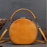 Bunny Embossed Bag Circle Leather Handbag Canteen Crossbody Bag 