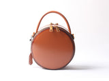 brown Round Purse Leather Round Bag Circle Leather Purse Womens