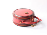 red Round Purse Leather Round Bag Circle Leather Purse Womens