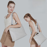 grey Vegan Leather Work Bag Laptop Leather Laptop Shoulder Bag Computer Bag Leather Women 