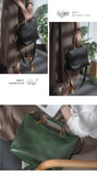 Small green Leather Tote Cowhide Tote Bag With Leather Straps Womens 