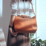 Small tan Leather Tote Cowhide Tote Bag With Leather Straps Womens 