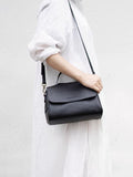 genuine leather black satchel handbag for women