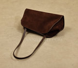 Dark Brown Leather Shoulder Bag Suede Leather Shoulder Bag Medium Women - Annie Jewel