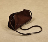 Dark Brown Leather Shoulder Bag Suede Leather Shoulder Bag Medium Women - Annie Jewel