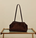 Dark Brown Leather Shoulder Bag Suede Leather Shoulder Bag Medium Women - Annie Jewel