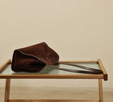 Dark Brown Leather Shoulder Bag Suede Leather Shoulder Bag Medium Women - Annie Jewel