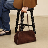 Dark Brown Leather Shoulder Bag Suede Leather Shoulder Bag Medium Women - Annie Jewel