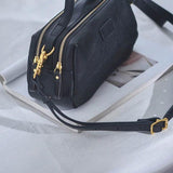 Small Genuine Leather Zipper Crossbody Bag Double Zipper Crossbody Bag Womens 